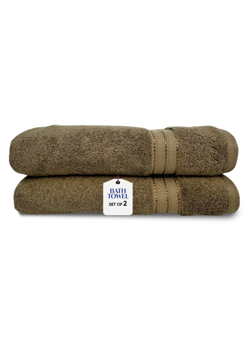 Kassino Premium Bath Towels Set - (2 Pack, 70x140 cm), 580 GSM Bath Towel,100% Combed Cotton, Soft & Quick-Dry Towels for Bathroom, Highly Absorbent, Double Stitched Hotel Quality Towels | Brown - Image 1