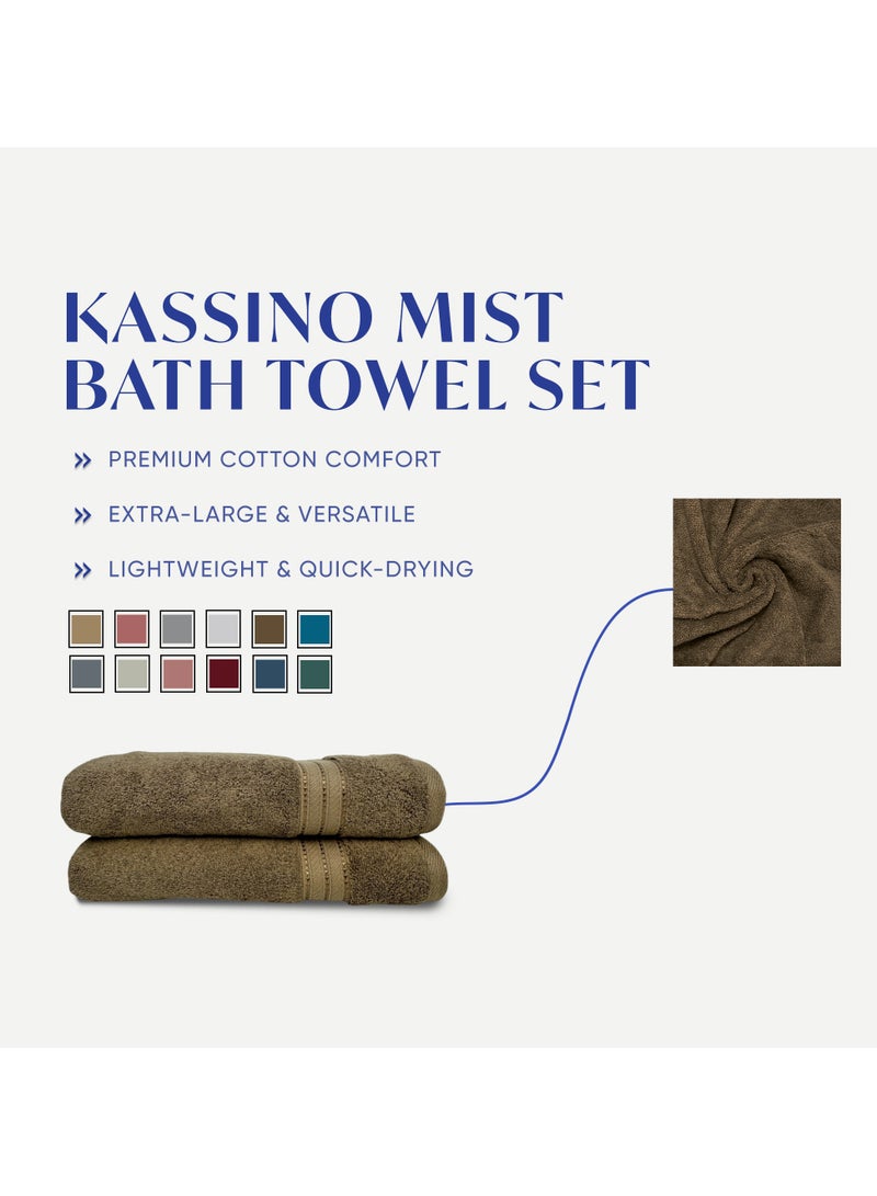 Kassino Premium Bath Towels Set - (2 Pack, 70x140 cm), 580 GSM Bath Towel,100% Combed Cotton, Soft & Quick-Dry Towels for Bathroom, Highly Absorbent, Double Stitched Hotel Quality Towels | Brown - Image 3