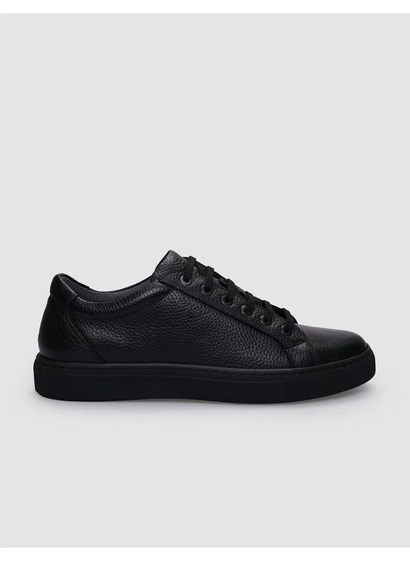 Cabani Genuine Leather Black Lace-Up Men's Sports Shoes