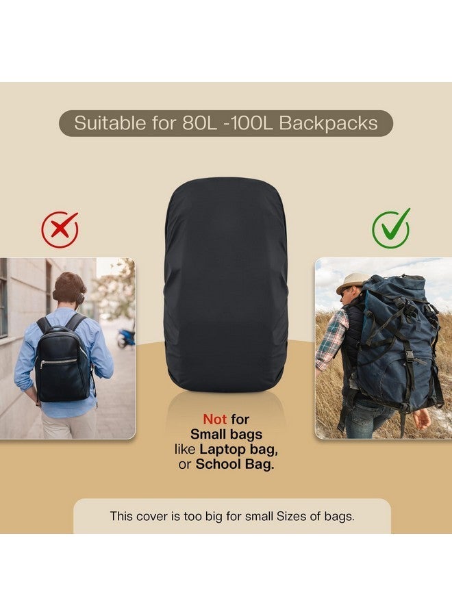 MUTMAIN Waterproof 80L to 100L Rain Cover for Rucksack Backpack Bag, Suitable Bags Cover for Hiking, Camping & Trakking XXL Bag, Two Side Adjustable Buckle and Elastic Protect from Rain & dust, Black - Image 3