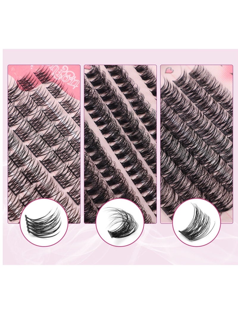 Generic - 4 Styles DIY Eyelash Extension Kit with 416 Lash Clusters, 8-16mm Mixed Segments, Natural Curl, Reusable with Tweezers, for Daily Glam Look - Image 1