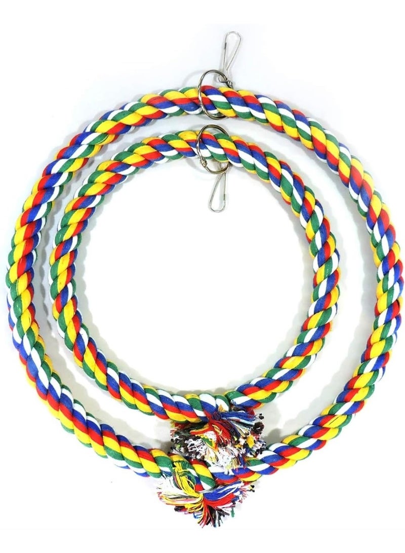 Bird Swing, Cage Hanging Toys Cotton Rope Swing Bite Resistance Perches Toy Parrot Toy Boardmaker for Budgie, Cockatiels, Conures, Finches, Small Parakeets - Image 3