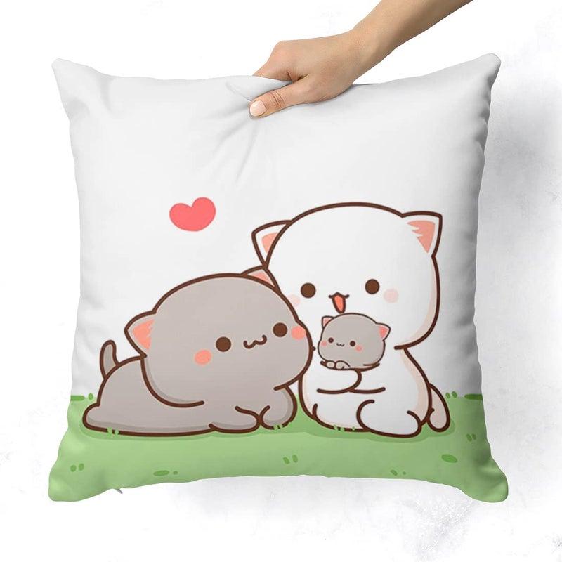 GiftsOnn Peach and Goma Mochi Cat Pillow Cushion Gifts for him Boyfriend Girlfriend Valentines Gift for Girlfriend Valentine Pillow for Couple Peach Goma Pillow Keychain and Card Design5 - Image 4