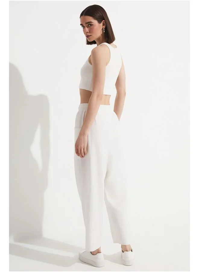 جون June Cargo Pocket Trouser White
