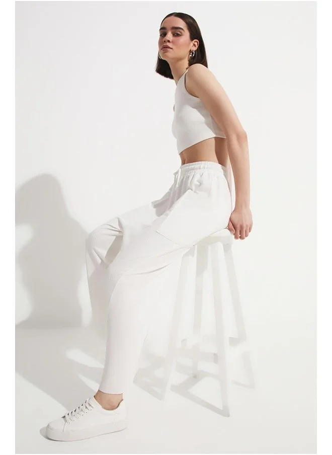 جون June Cargo Pocket Trouser White