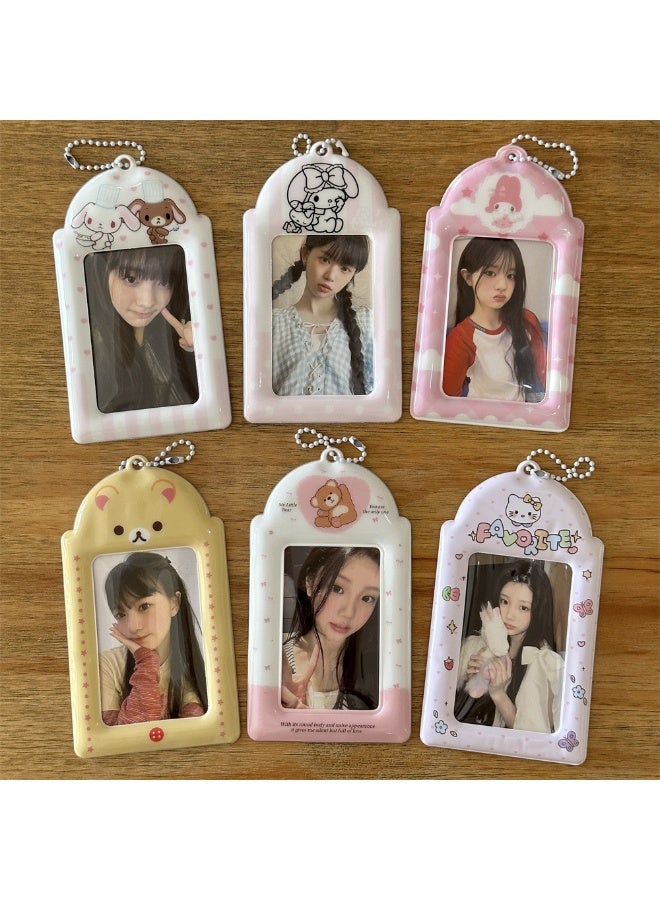 NIBEMINENT 1 - Piece Sanriou kitty Melody Kpop Photo Card Holder Pendant Key Chain ID Badge Holder ID Card Holder Photo Card Protector for School ID Office ID Access Card for Women Girls - Image 2