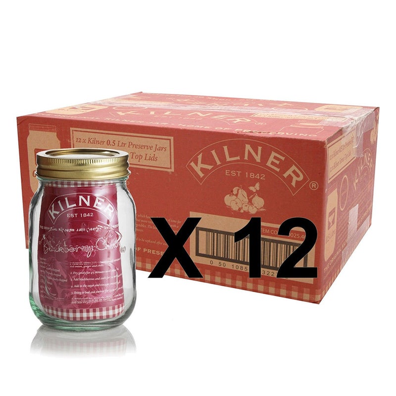 Kilner Set of 12 Kilner 05L Screw Top Preserve Preserving Jam Pickle Glass Storage Jar
