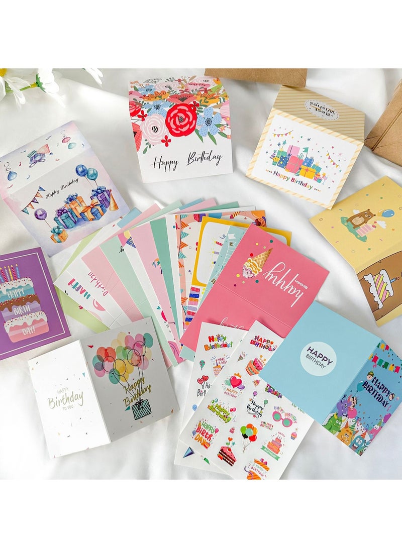 20 Cute Birthday Cards Set, Suitable For Birthday Gifts For Boys And Girls Thick Card Stock With High-Quality Envelopes (Type 2) - Image 3
