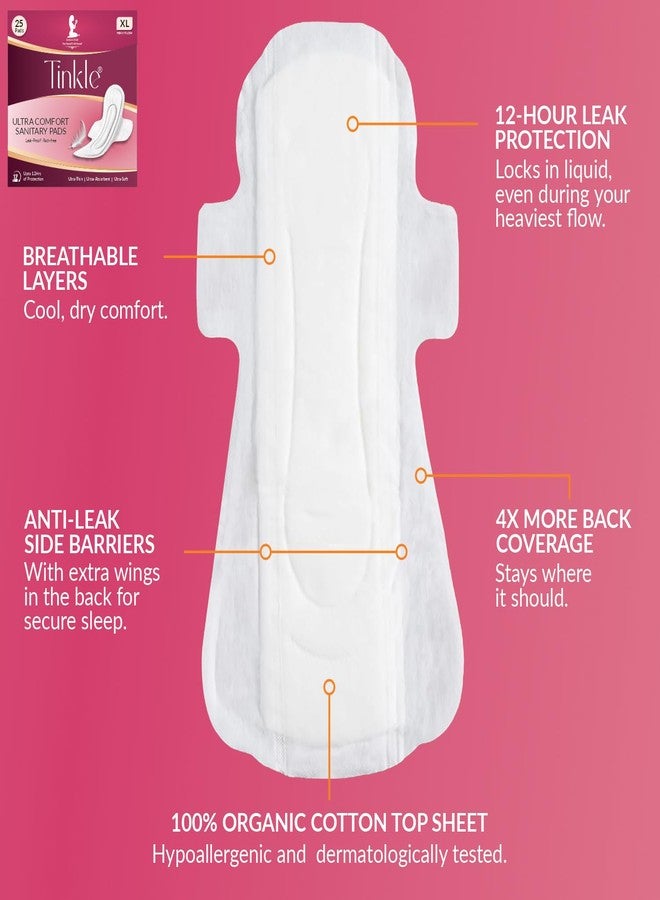 Tinkle Ultra Comfort XXXL 420mm Sanitary Pads for Women (Pack of 12) | Heavy Flow | Maternity Night Use | Extra Long, Wider Back with Wings | Cottony Soft, No Rashes | Overnight Leak-Proof Protection - Image 3