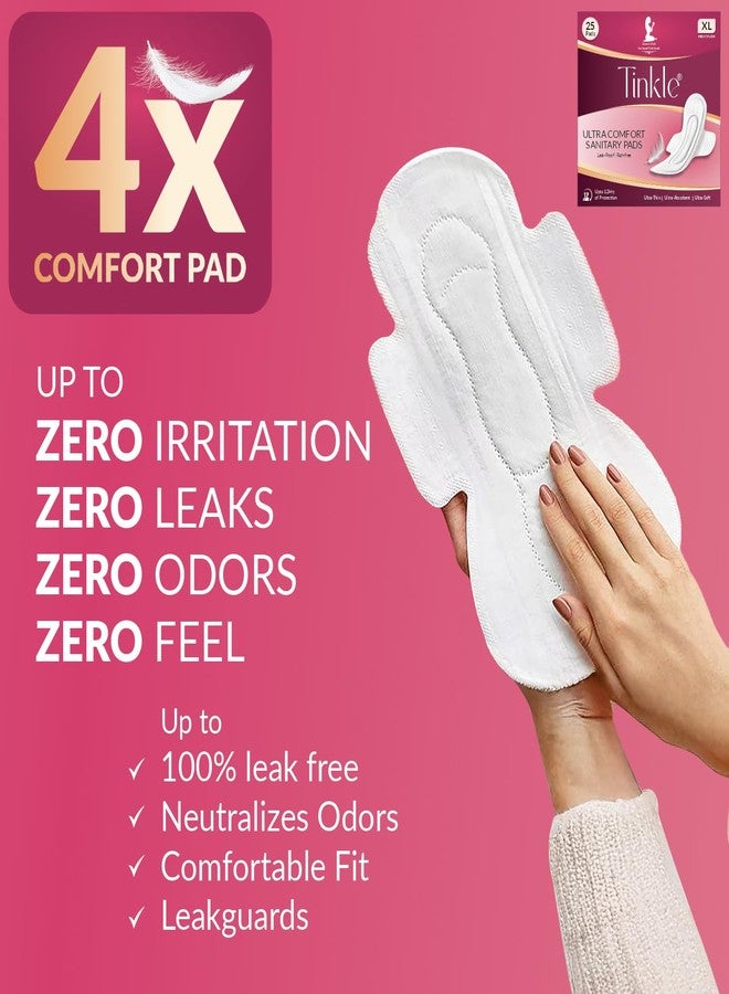 Tinkle Ultra Comfort XXXL 420mm Sanitary Pads for Women (Pack of 12) | Heavy Flow | Maternity Night Use | Extra Long, Wider Back with Wings | Cottony Soft, No Rashes | Overnight Leak-Proof Protection - Image 4