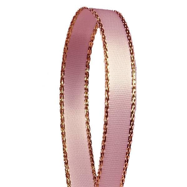 Paper Mart Light Pink Satin Ribbon with Gold Edges 3/8" X 50 Yards - Image 3