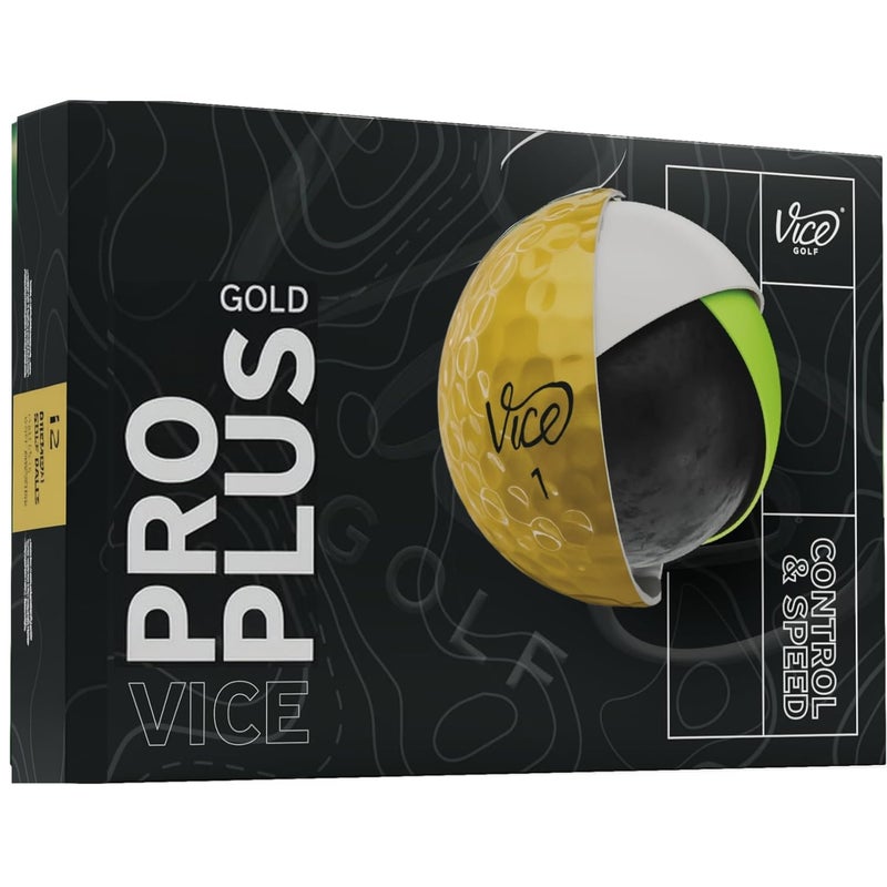 Vice Golf Vice Pro Plus Golf Balls Gold - Image 2