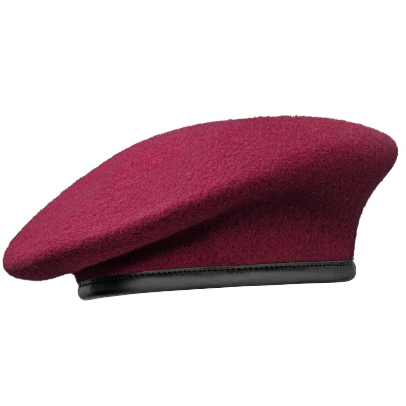 Gajaous British Military Berets with Leather Sweatband Adjustbale Army Wool Beret for Men WomenWine Red - Image 2