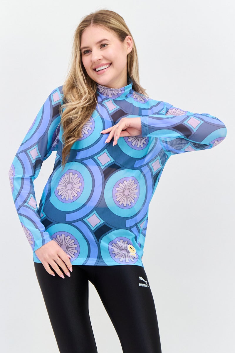 PUMA Women Sportswear Fit Training Top, Blue Combo - Image 1