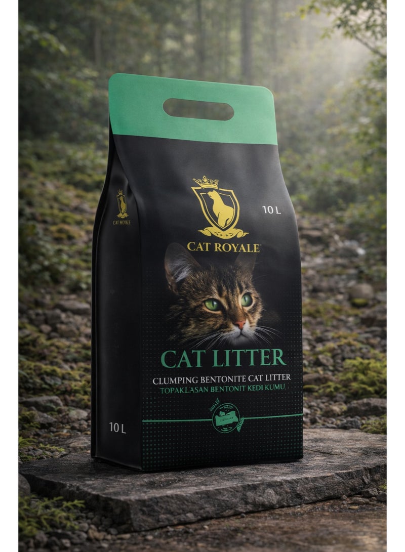 Premium Clumping Bentonite Cat Litter with Gentle Marseille Soap Scent, High-Absorption Formula for Superior Odor Control and Easy Maintenance, 10L Bag