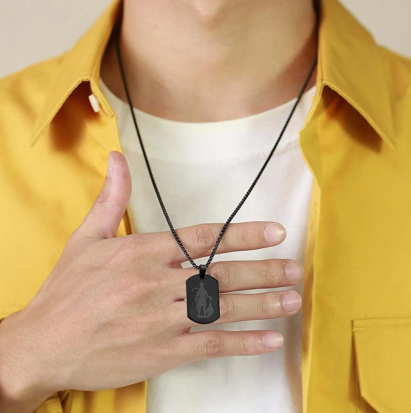 ADHVIK مجموعة سوار هانومان 5 وجه من الفولاذ المقاوم للصدأ وقلادة هانومان تشاليسا الروحية للهدايا (فضي، عبوة من 2) - Image 3