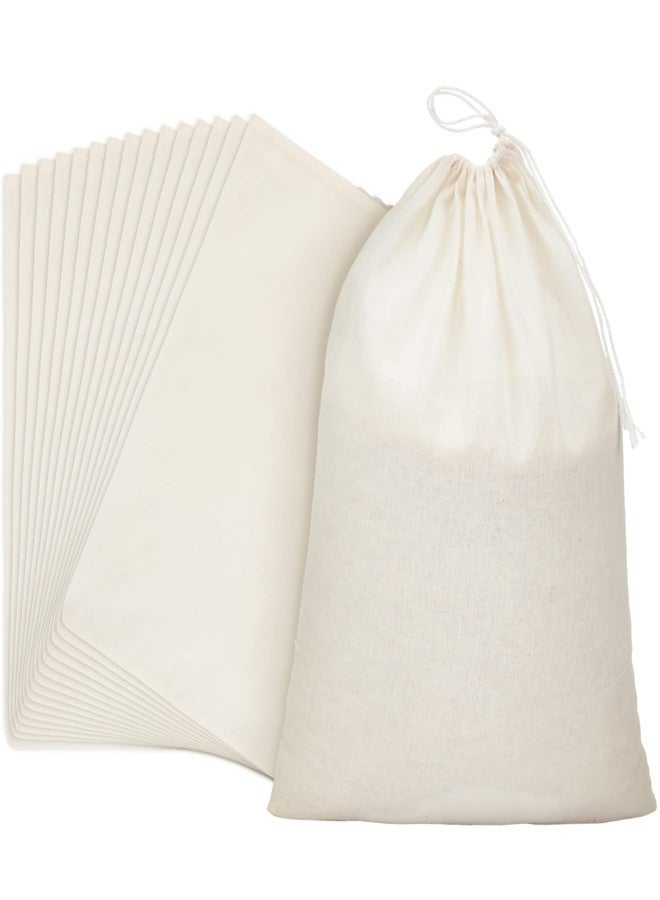 Pangda 15 Pcs Muslin Bags 8x10 Inches, Cotton Drawstring Bags Fabric Gift Pouches Bulk Sachet Reusable Grocery Pouches for Jewelry Party Favors Wrapping Home Storage DIY Craft - Image 1