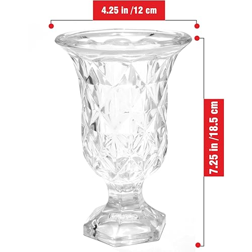 Pure Source India Glass Crystal Clear Diamond Cut Flower Vase for Home, Office, Living Room & Restaurant (7.25 Inch) - Image 3