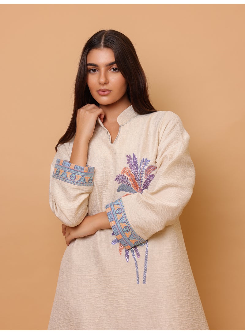 IKKXA Elegant Printed Jalabiya Palms Design IK6024 Purple - Image 2