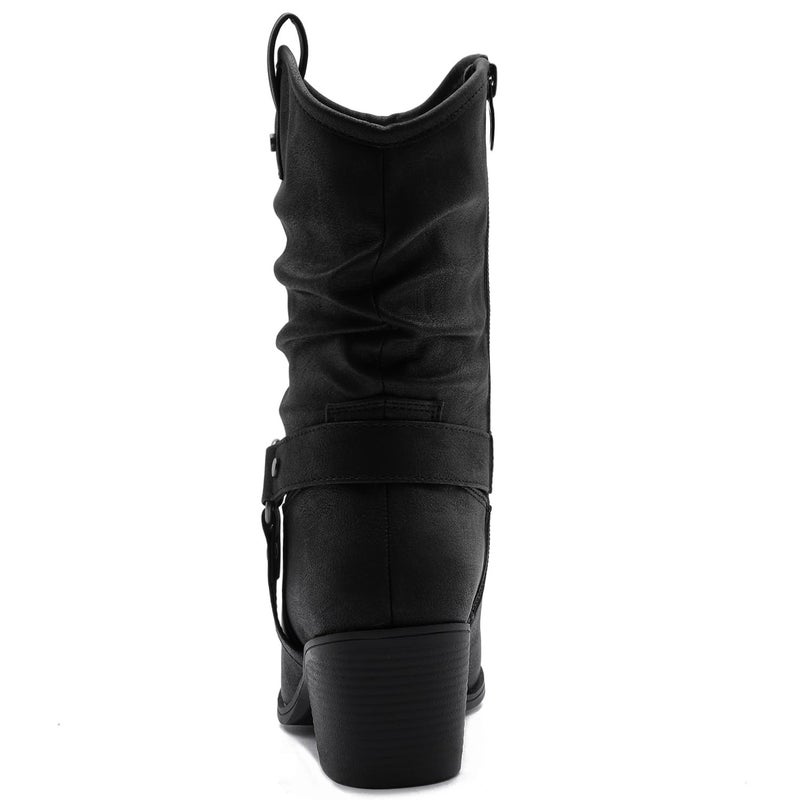 GLOBALWIN Women's Black Mid Calf Cowgirl Boots Fashion Western Cowboy Boots for Women Chunky Low Heel With Side Zipper Size 10M - Image 5