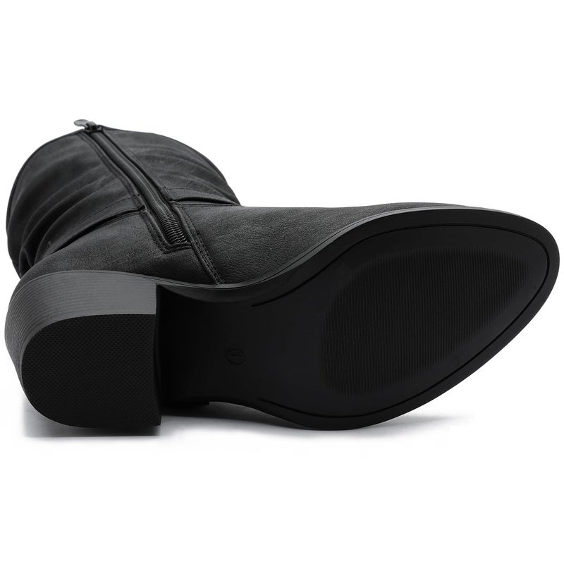 GLOBALWIN Women's Black Mid Calf Cowgirl Boots Fashion Western Cowboy Boots for Women Chunky Low Heel With Side Zipper Size 10M - Image 4