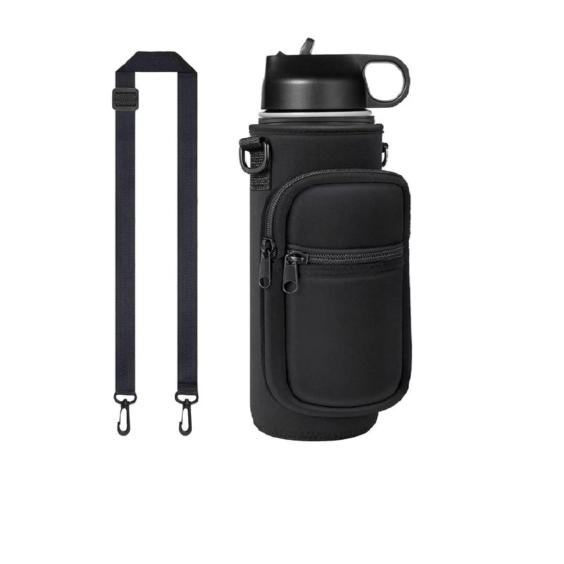 Doacpcr 3240 oz Water Bottle Holder with Strap 40 oz Insulated Water Bottle Sling Bag Crossbody Water Bottle Carrier Bag with Phone Pocket for Walking Hiking Camping Fishing334W 905H Black - Image 2