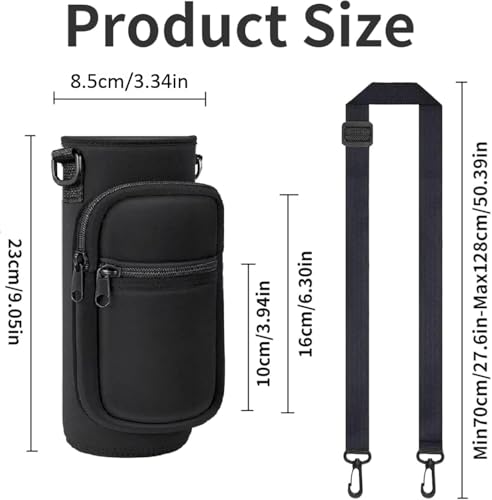 Doacpcr 3240 oz Water Bottle Holder with Strap 40 oz Insulated Water Bottle Sling Bag Crossbody Water Bottle Carrier Bag with Phone Pocket for Walking Hiking Camping Fishing334W 905H Black - Image 3