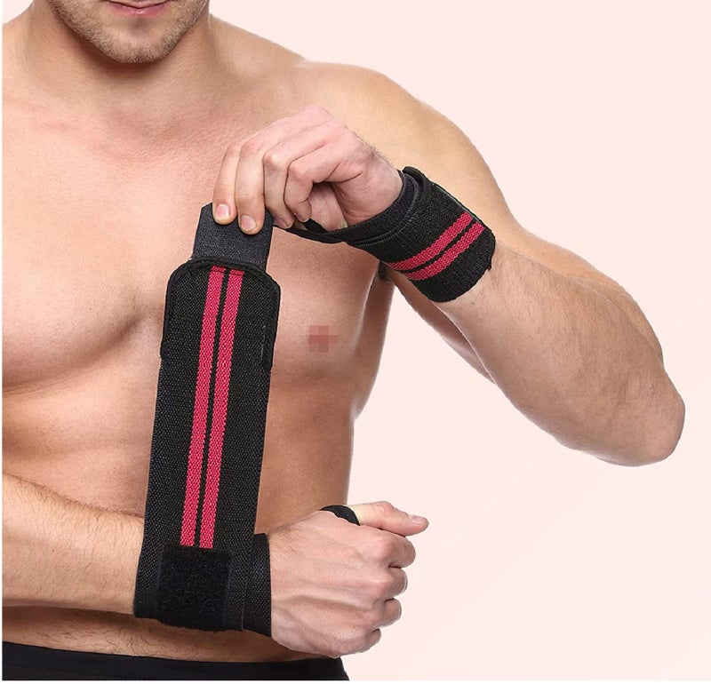 True Indian Wrist Band Special Combo Pack with Thumb Loop Strap Wrist Support Gym Men Training Wrist Band/Wrist Band for Men Gym/Wrist Supporter for Gym Weight lifiting Wrist Supporter. (RED Black) - Image 2