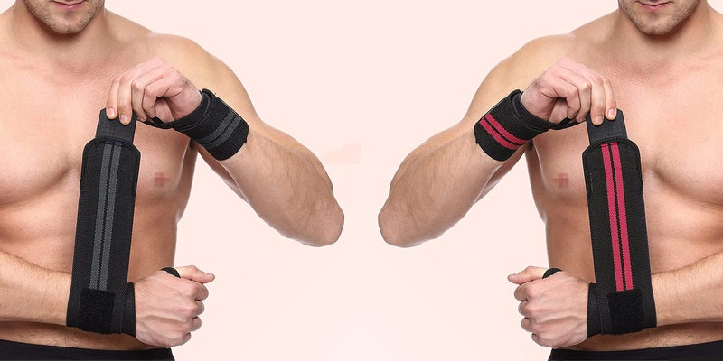 True Indian Wrist Band Special Combo Pack with Thumb Loop Strap Wrist Support Gym Men Training Wrist Band/Wrist Band for Men Gym/Wrist Supporter for Gym Weight lifiting Wrist Supporter. (RED Black) - Image 1