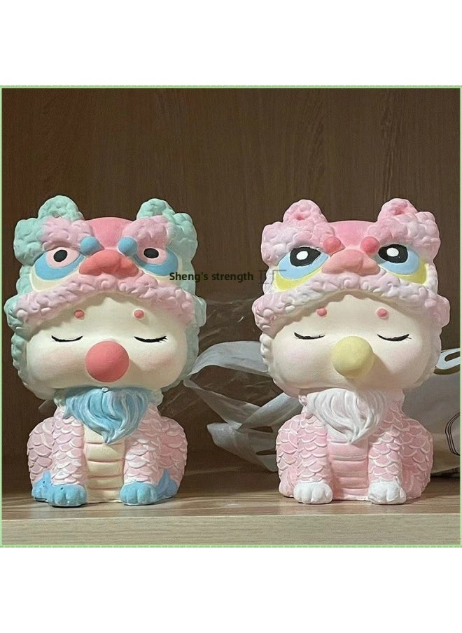 null - Net Red Unicorn Baby Doll Painted White Embryo Diy Painted Piggy Bank Creative Parent-child Graffiti-Color:Smiling Jingle Cat (plastic White Embryo) - With Paint [12 Colors Of Paint, 2 Brushes, 1 Painting Plate] - Image 1