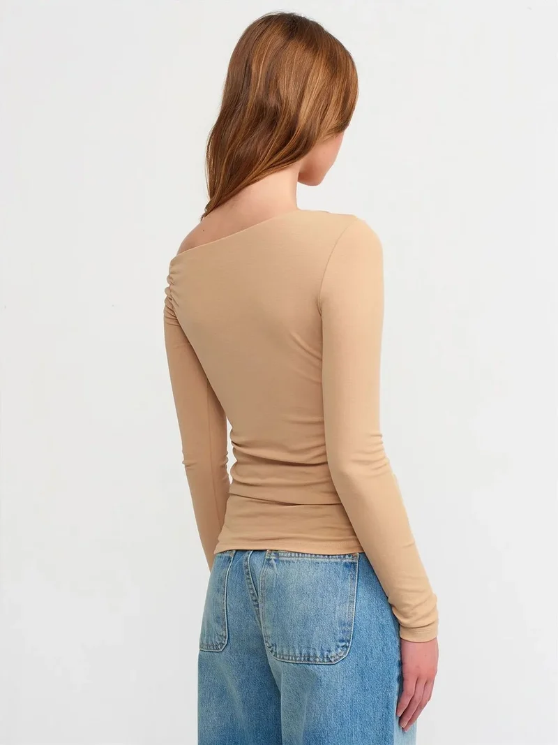 ديلفين Dilvin Slim Fit Asymmetrical Collar Blouse