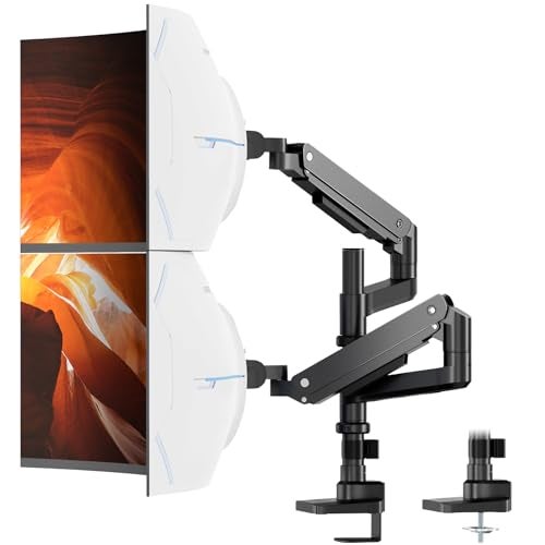 PUTORSEN 17-49 inch Premium Aluminum Heavy Duty Dual Monitor Arm for Ultrawide Screens up to 44lbs, Vertical Stacked Dual Monitor Desk Mount, Full Motion Dual Vertical Monitor Mount, VESA 75/100,Black - Image 1