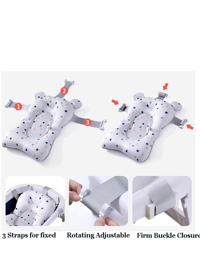 Baby Bath Cushion Pad ONLY, Newborn Bath Bed Adjustable Baby Shower Mat Non-Slip Soft Padded Infant Bathtub Support Foldable Baby Bath Seat Back Pillow Infant Bather Floating Pad, 0-12 M, NO Bathtub - Image 4