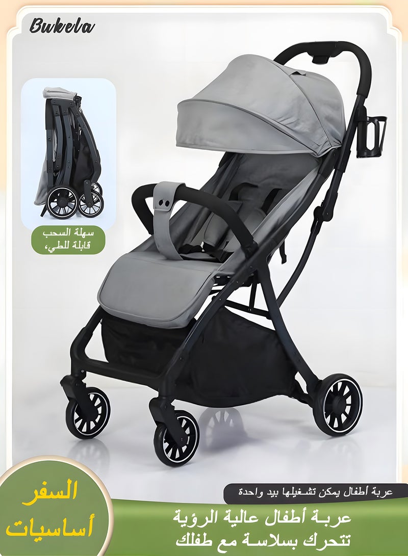 Bukela Luxury Baby Stroller  - High-Landscape Lightweight , One-Hand Fold, Large Skylight Canopy, 4-Wheel Suspension & Multi-Position Recline - Image 1