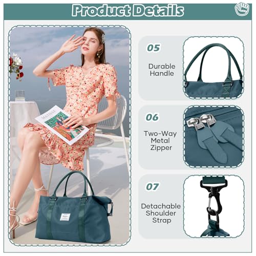 SEAFEW Small Gym Duffle Bag for Women, Mini Cute Weekender Handbag Carry on Travel Bag for Airplane, Water Resistant Sports Yoga Tote Bag with Dry Wet Separated Pocket - Image 5