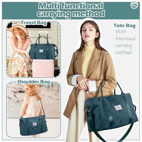 SEAFEW Small Gym Duffle Bag for Women, Mini Cute Weekender Handbag Carry on Travel Bag for Airplane, Water Resistant Sports Yoga Tote Bag with Dry Wet Separated Pocket - Image 2