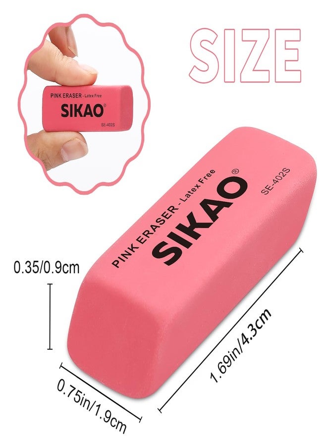 Sikao Erasers, 60 Pack Pink Pencil Erasers for Kids, Beveled Non-Smudge Bulk Erasers for Pencils, Latex-Free for Pencils, Rubber for Classroom Teachers, Art Drawing & School Supplies - Image 2