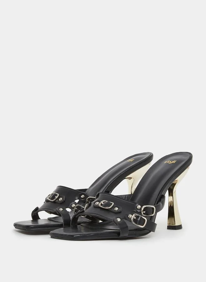 Styli Buckle Detail Strap Stiletto Heel Sandal