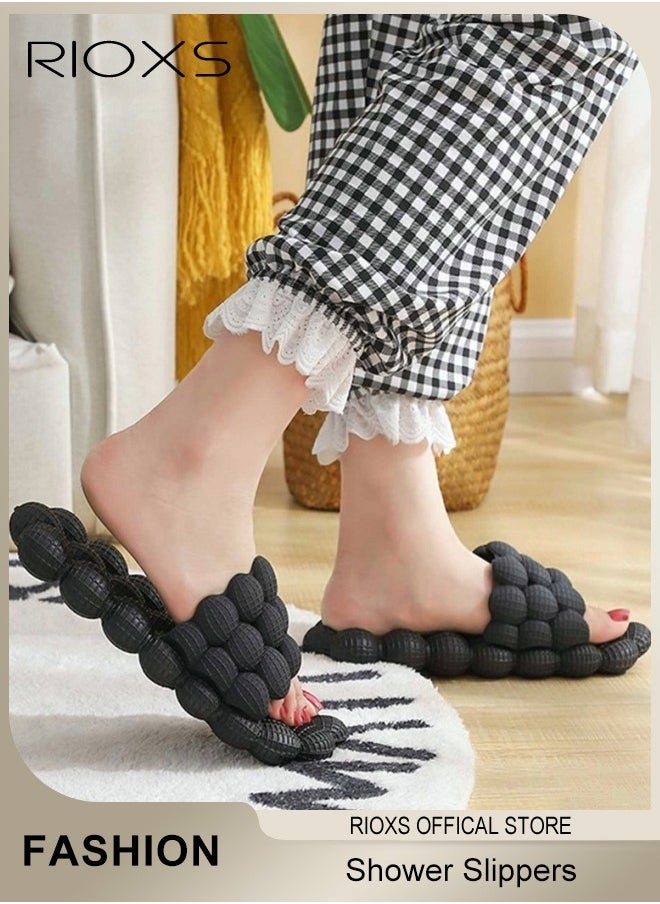 RIOXS - Unisex Bubble Slides Slippers,Funny Lychee Non-slip Flat Slippers For Men And Women,Shower Bath Slippers,Soft Pillow Slide Slippers,Thicken Cushioned Slippers For Bathroom Bedroom Beach Pool,Comfy Slippers - Image 1