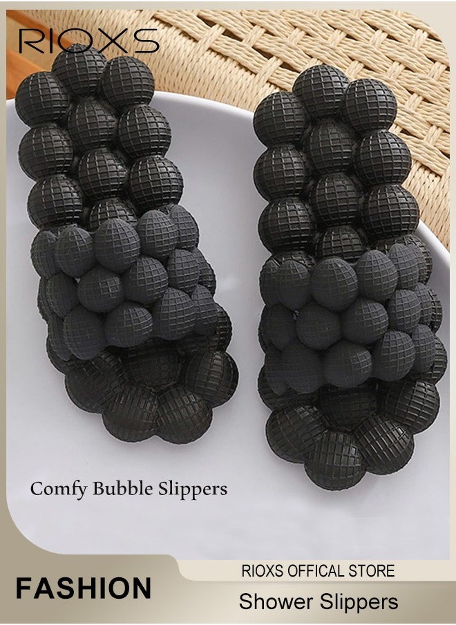 RIOXS - Unisex Bubble Slides Slippers,Funny Lychee Non-slip Flat Slippers For Men And Women,Shower Bath Slippers,Soft Pillow Slide Slippers,Thicken Cushioned Slippers For Bathroom Bedroom Beach Pool,Comfy Slippers - Image 1