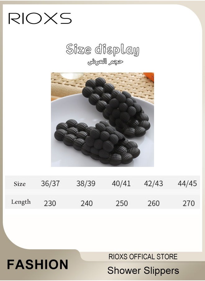 RIOXS - Unisex Bubble Slides Slippers,Funny Lychee Non-slip Flat Slippers For Men And Women,Shower Bath Slippers,Soft Pillow Slide Slippers,Thicken Cushioned Slippers For Bathroom Bedroom Beach Pool,Comfy Slippers - Image 1