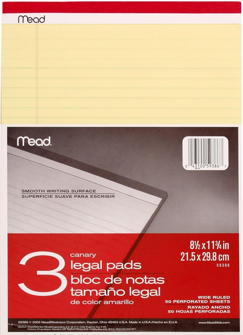Mead Classic Canary Yellow Legal Pads - 3 Pack of 50 Sheets Each, 8.5 x 11 Inches - Image 4