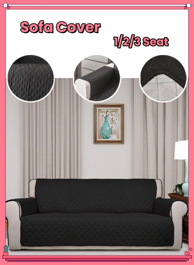 HQ-GAMING Black Furniture Sofa Slipcover Protectors Sofa Slipcover Reversible Sofa Cover Water Resistant Couch Cover with Non Slip Elastic Straps Quilted Furniture Protector for Pets Kids  - Image 1