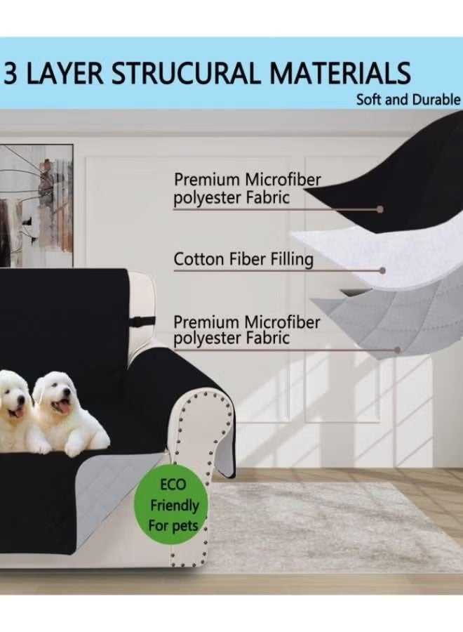 HQ-GAMING Black Furniture Sofa Slipcover Protectors Sofa Slipcover Reversible Sofa Cover Water Resistant Couch Cover with Non Slip Elastic Straps Quilted Furniture Protector for Pets Kids  - Image 5