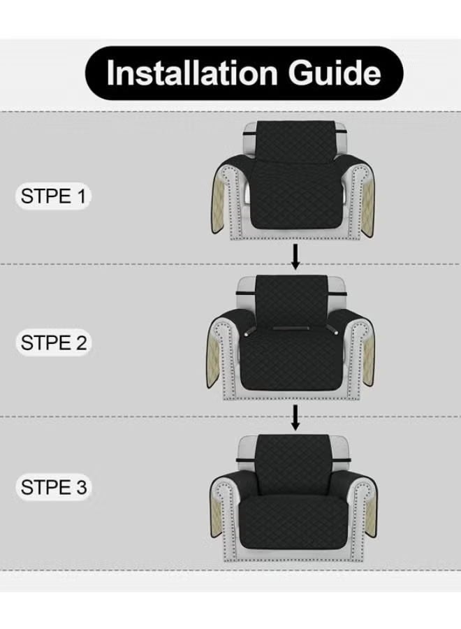 HQ-GAMING Black Furniture Sofa Slipcover Protectors Sofa Slipcover Reversible Sofa Cover Water Resistant Couch Cover with Non Slip Elastic Straps Quilted Furniture Protector for Pets Kids  - Image 4