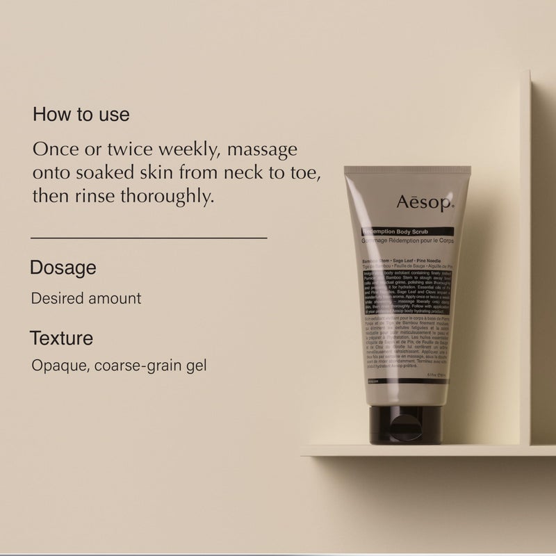 Aesop Redemption Body Scrub | Finely Milled Pumice and Aromatic Botanicals to Polish the Skin | 6.5oz / 180mL - Image 2