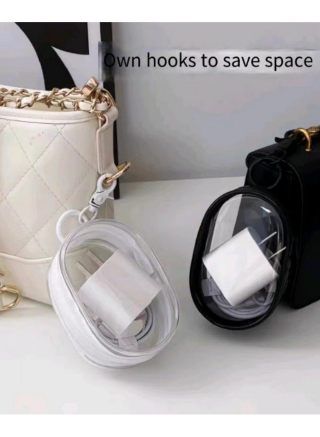 Transparent Storage Box, Small Electronic Organizer Cable Bag, Portable Electronic Accessories Storage Bag, Can Hold Hard Drive, Power Cord, Charger, Headphones, USB, SD Card, Jewelry, Etc. (Black) - Image 2