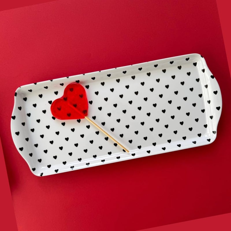 Sprinkles & Confetti Stylish Black Heart Melamine Serving Tray Reusable Charcuterie & Dessert Platter for Valentine's, Weddings, Parties Perfect for Cupcakes, Appetizers & Entertaining - Image 3
