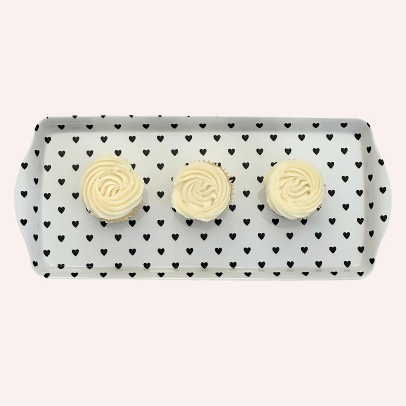 Sprinkles & Confetti Stylish Black Heart Melamine Serving Tray Reusable Charcuterie & Dessert Platter for Valentine's, Weddings, Parties Perfect for Cupcakes, Appetizers & Entertaining - Image 4