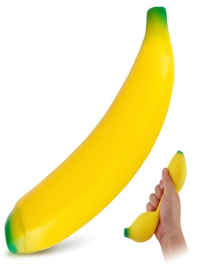Tesorrio Banana Squishy 6.9 x 1.6 in - Eerily Real Look, Insanely Soft Squeeze - Soft Silicone Banana Fidget for Adults, Instant Stress Relief Companion, Novelty Office Desk Decor, Funny Gag Gift for Coworkers - Image 1
